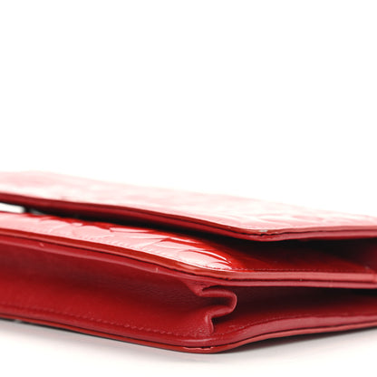 Chanel Patent Camellia Embossed Wallet On Chain WOC Red 9 of 15