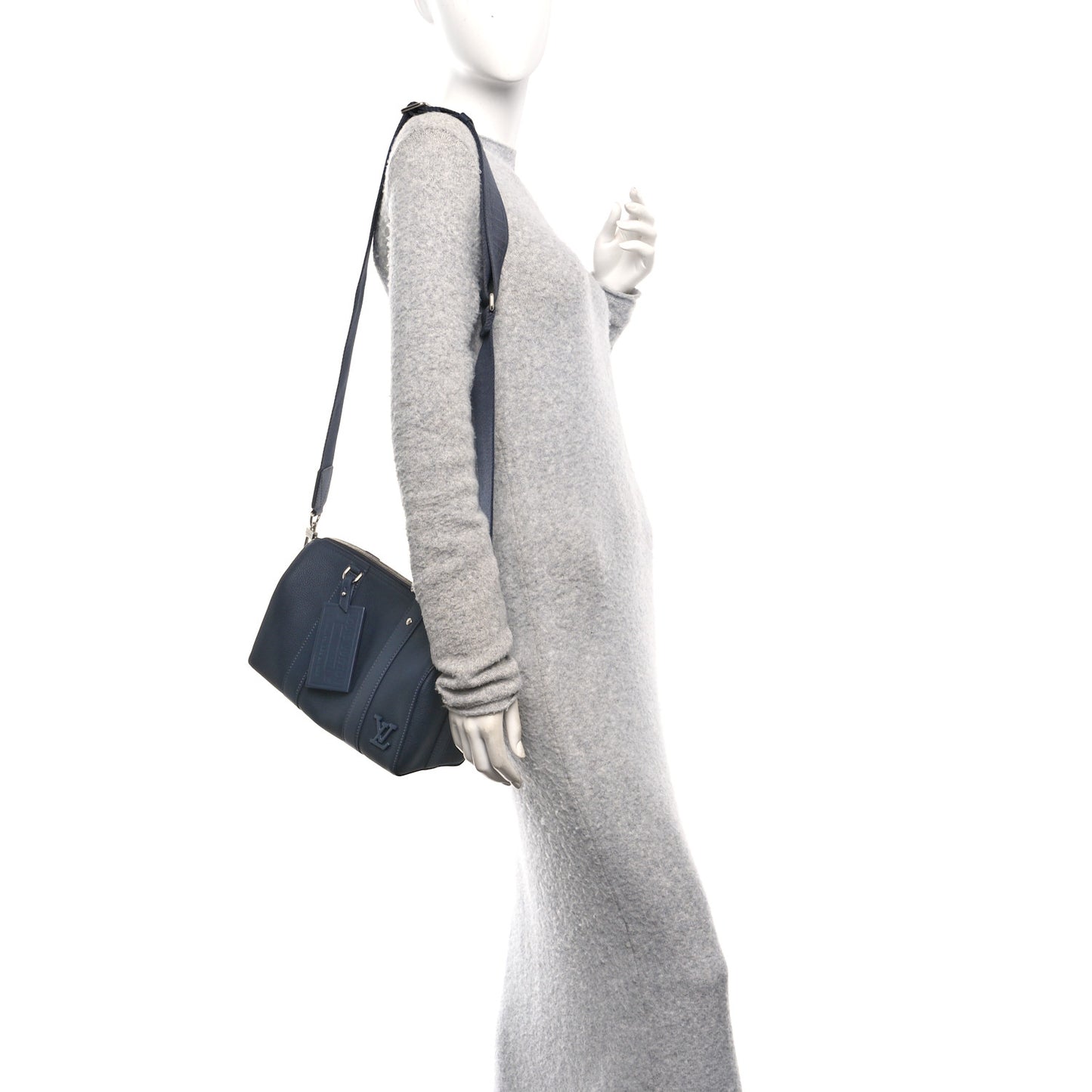 Grained Calfskin Aerogram City Keepall Ink Blue