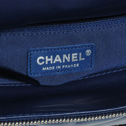 Chanel Lambskin Surpique Chevron Small Tote Dark Blue 7 of 15