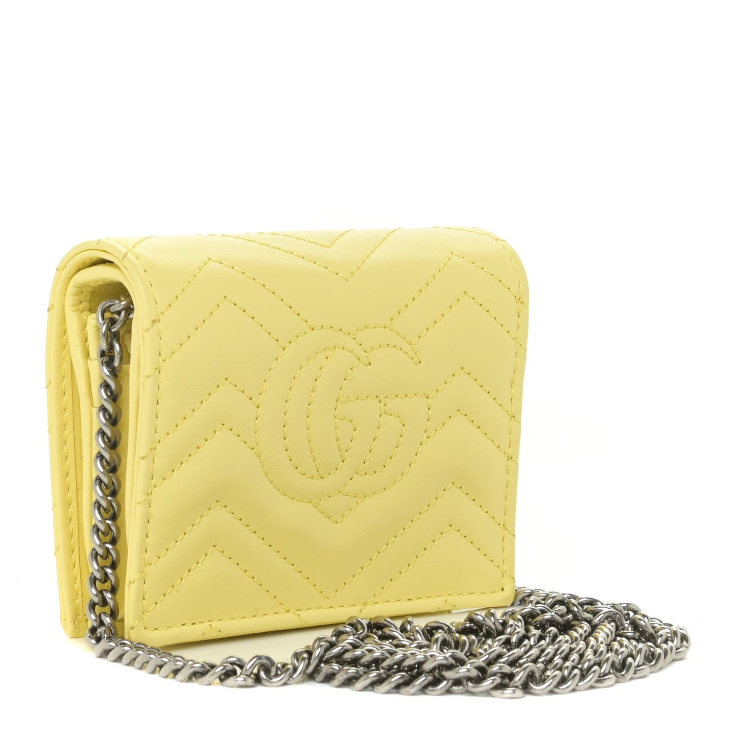 Calfskin Matelasse GG Marmont Mini Wallet On Chain Banana