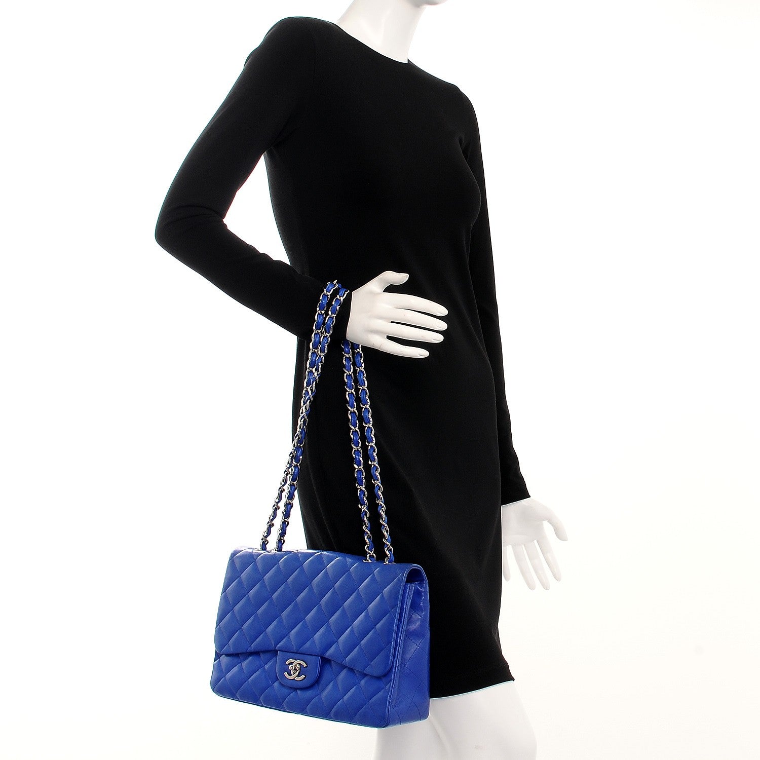 Chanel Lambskin Quilted Jumbo Single Flap Blue 3 of 9