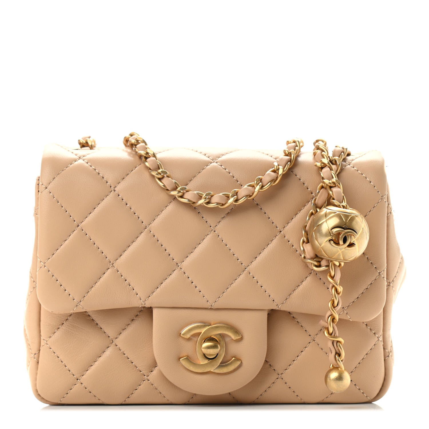 Chanel Lambskin Quilted Mini Pearl Crush Flap Beige 890853