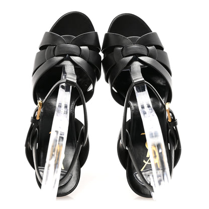Saint Laurent Calfskin Tribute 105 Platform Sandals 37 Black 2 of 10