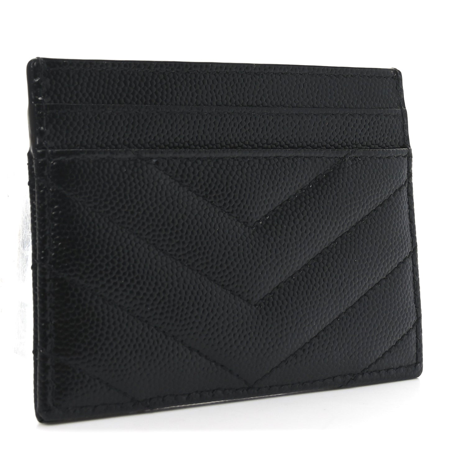 Grain De Poudre Matelasse Chevron Monogram Credit Card Case Black
