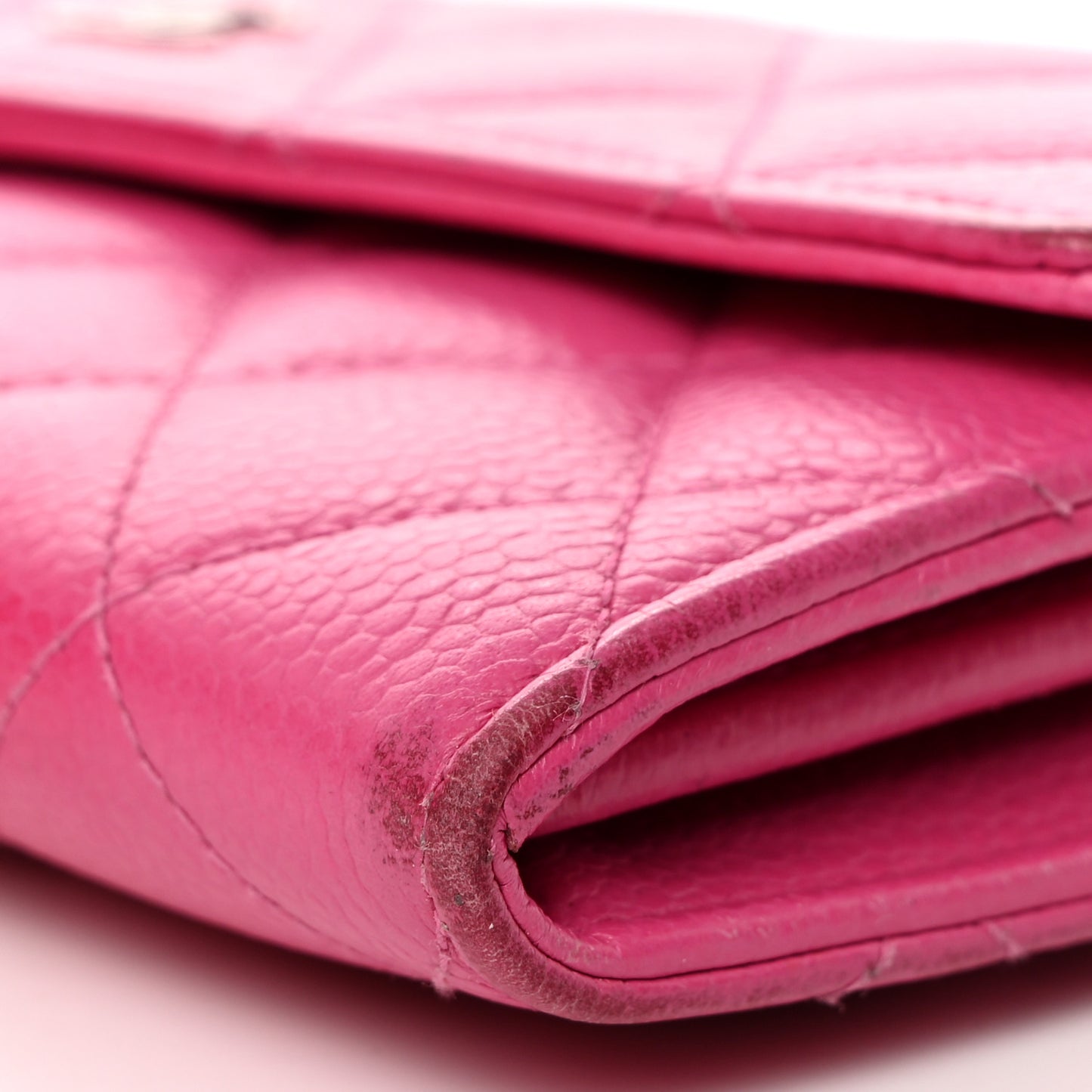 Caviar Quilted Large Gusset Flap Wallet Pink