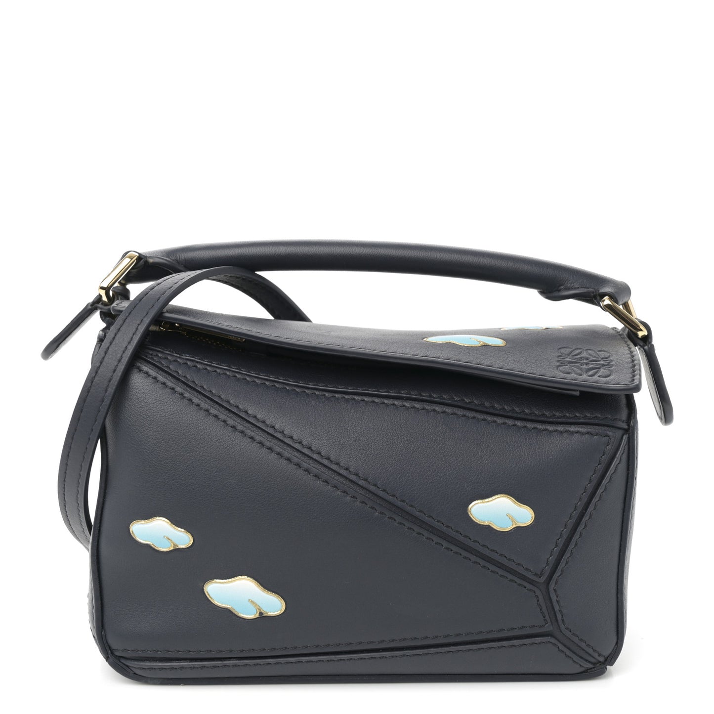 Calfskin New Year Mini Puzzle Bag Dark Ink