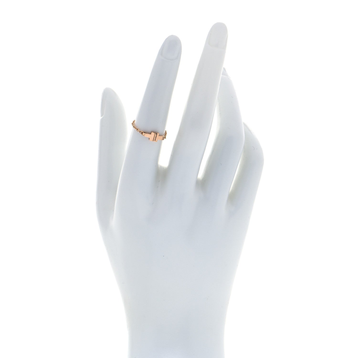 Tiffany 18K Rose Gold T Chain Ring 52 6 2 of 4