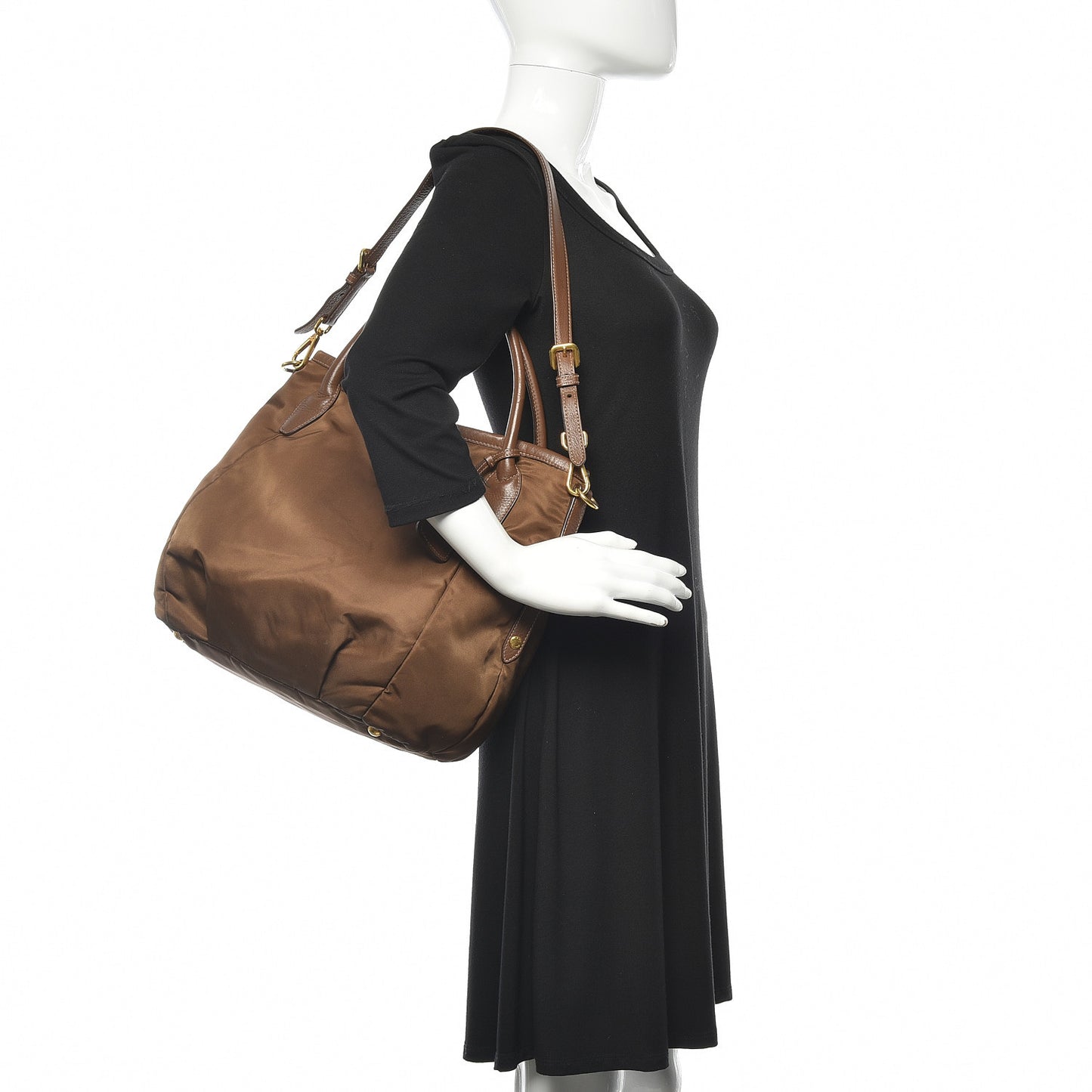 Tessuto Nylon Soft Calf Small Tote Bruciato