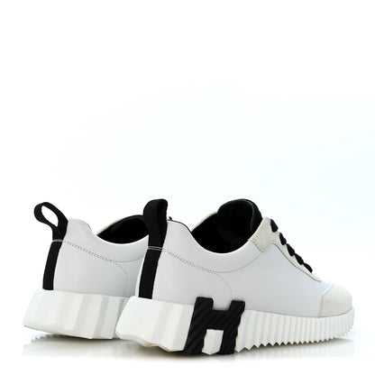 Hermes Calfskin Suede Goatskin Bouncing Sneakers 36.5 White Black 5 of 11