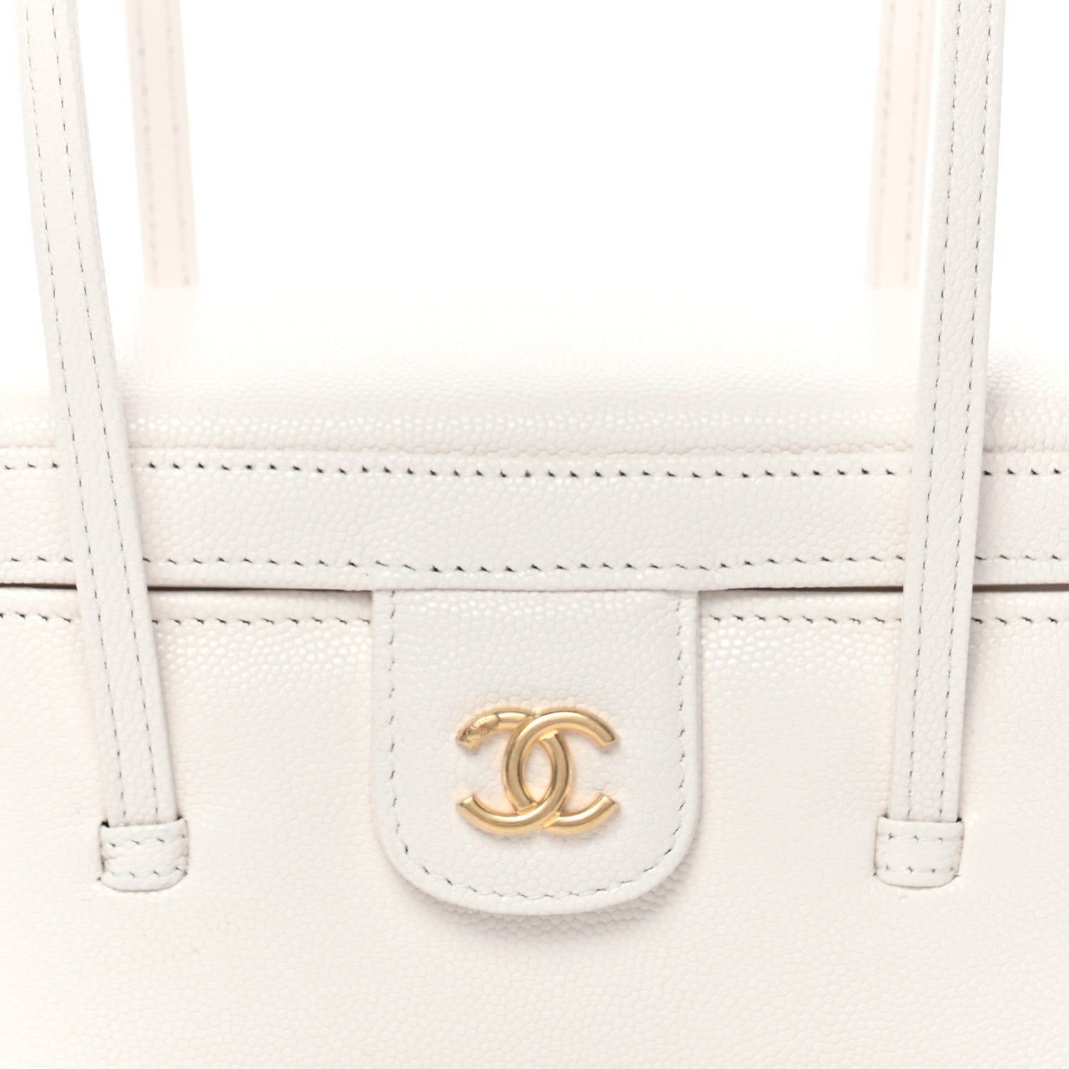 Chanel Shiny Caviar Preppy Coco Long Vanity With Strap White 8 of 11