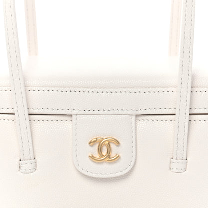 Chanel Shiny Caviar Preppy Coco Long Vanity With Strap White 8 of 11
