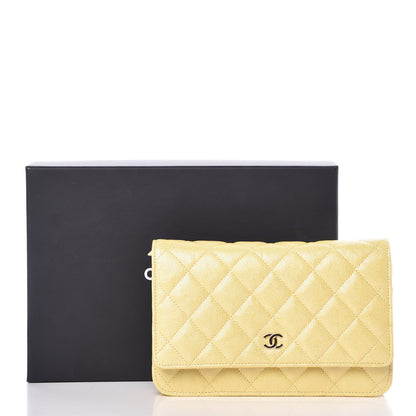 Chanel Iridescent Caviar Quilted Wallet on Chain WOC Yellow 11 of 11