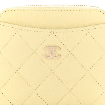 Chanel Caviar Quilted Zip Card Holder Wallet Light Yellow 8 of 12