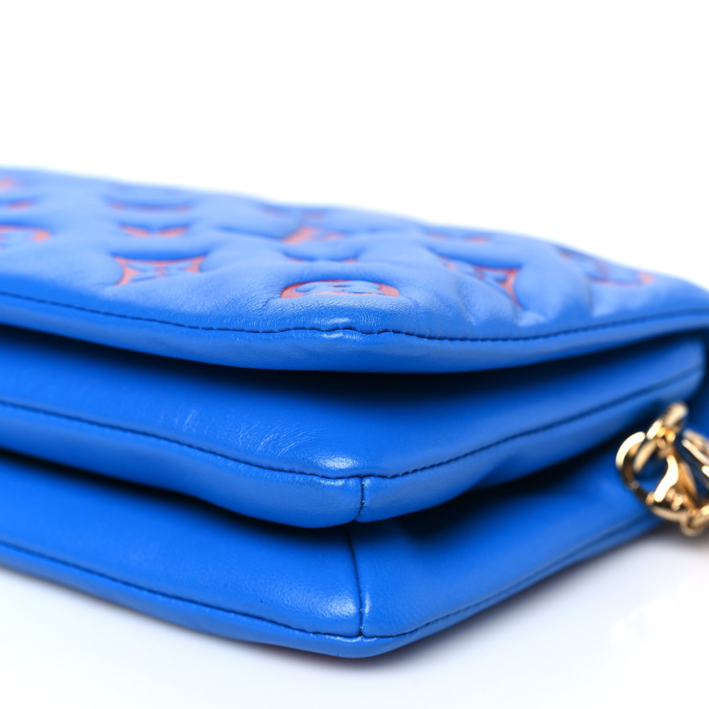 Lambskin Embossed Monogram Vuittamins Pochette Coussin Blue Red