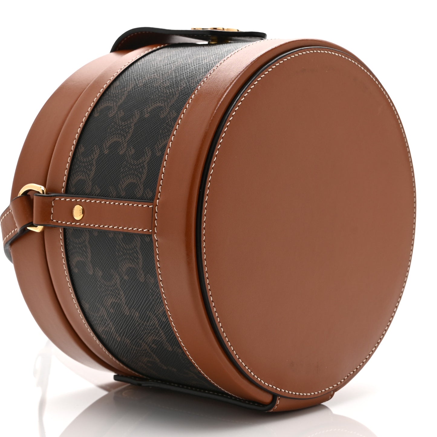 Calfskin Triomphe Canvas Medium Tambour Bag Tan