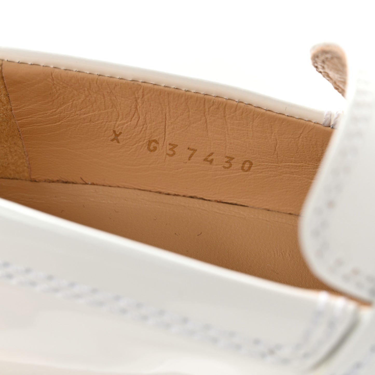 Shiny Calfskin Logo Loafers 35.5 White