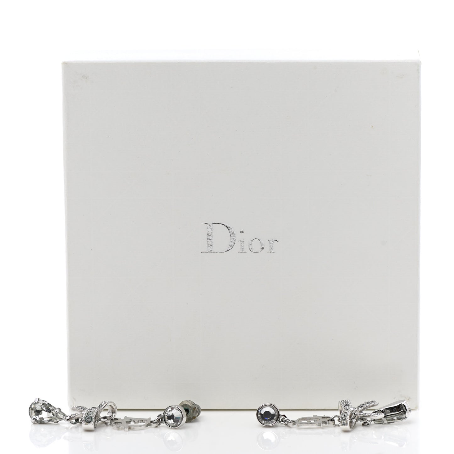 Crystal Bow Hoop Earrings Silver