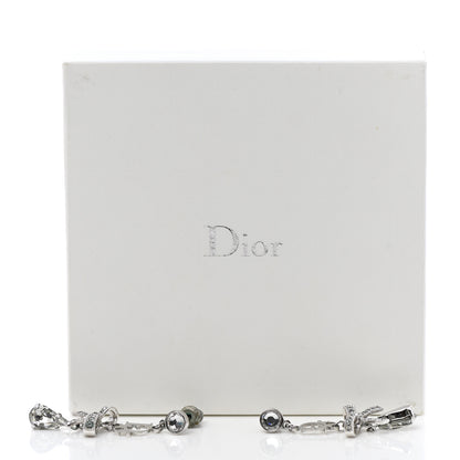 Christian Dior Crystal Bow Hoop Earrings Silver 4 of 4