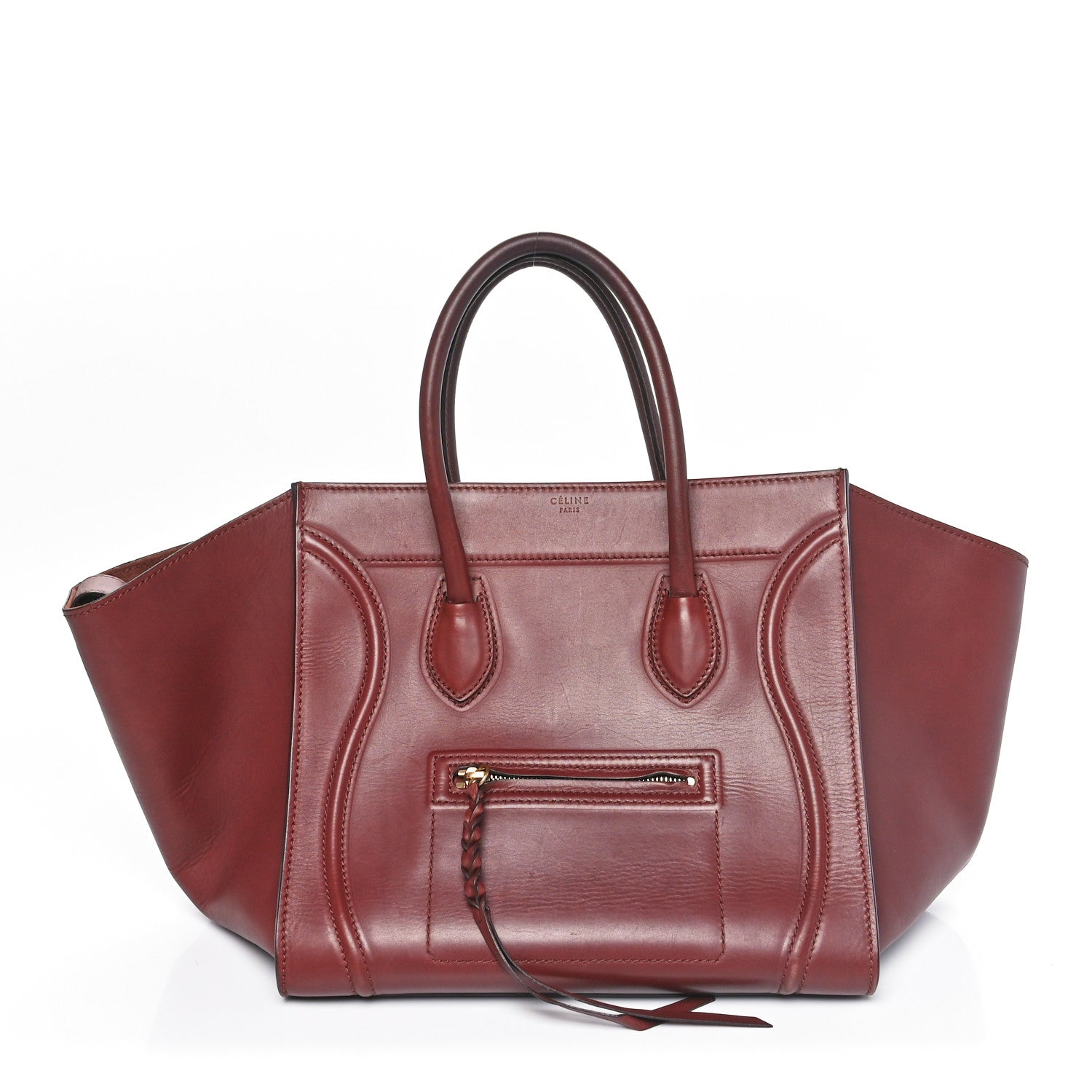 Celine Supple Calfskin Medium Phantom Luggage Burgundy 1 of 10
