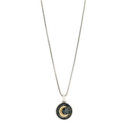 David Yurman Sterling Silver 18K Yellow Gold Diamond Moon and Star Amulet Pendant Necklace 1 of 6