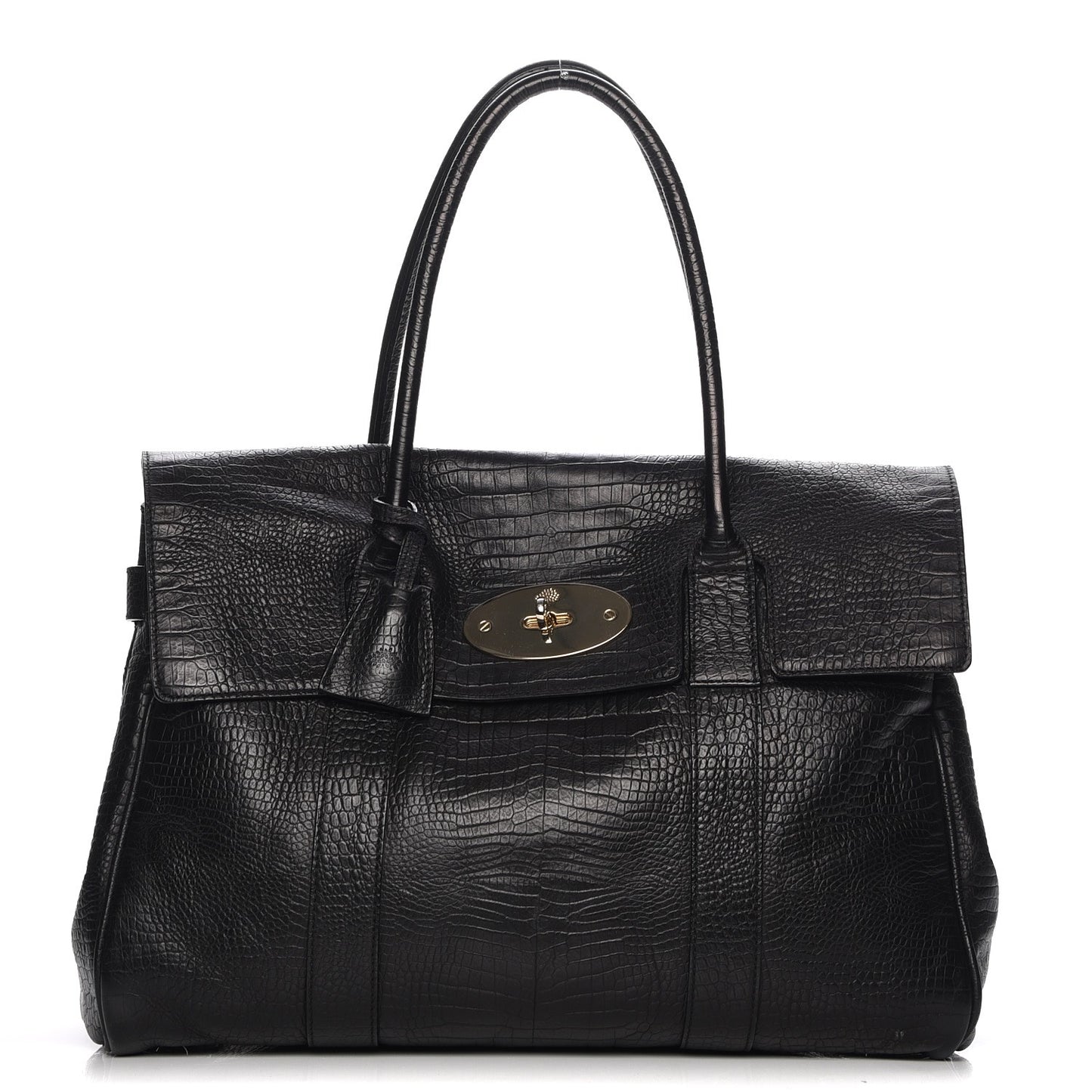 Crocodile Embossed Bayswater Satchel Black