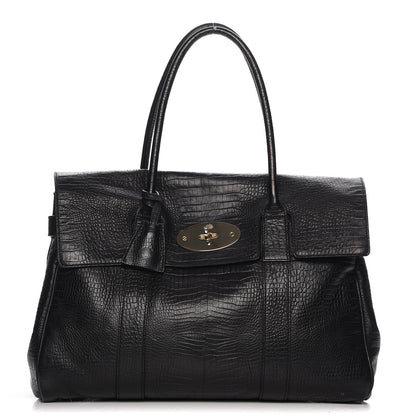 Mulberry Crocodile Embossed Bayswater Satchel Black 1 of 7