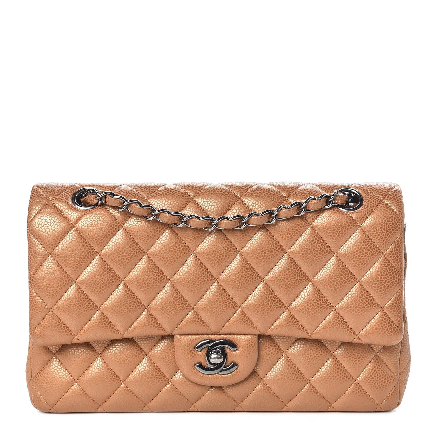Chanel Metallic Caviar Quilted Medium Double Flap Copper 1 of 9