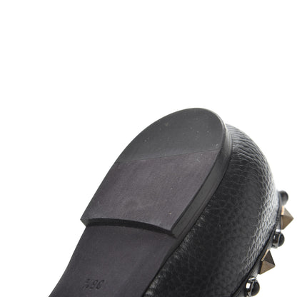 Valentino Garavani Pebbled Calfskin Onyx Rockstud Rolling Ballerina Flats 36.5 Black 11 of 16