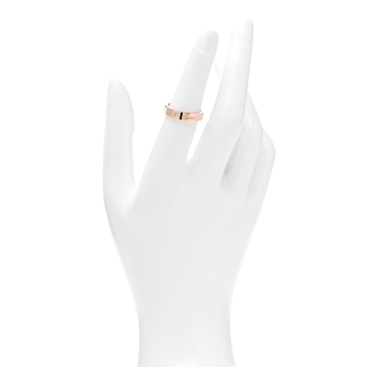 18K Pink Gold Diamond 4mm C De Cartier Wedding Band Ring 52 6