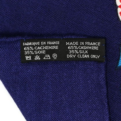 Hermes Cashmere Silk Jungle Love Shawl 140 Indigo Prune Bleu 3 of 4