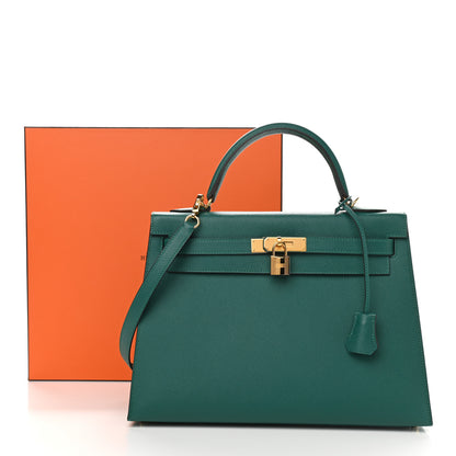 Hermes Epsom Kelly Sellier 32 Malachite 14 of 14