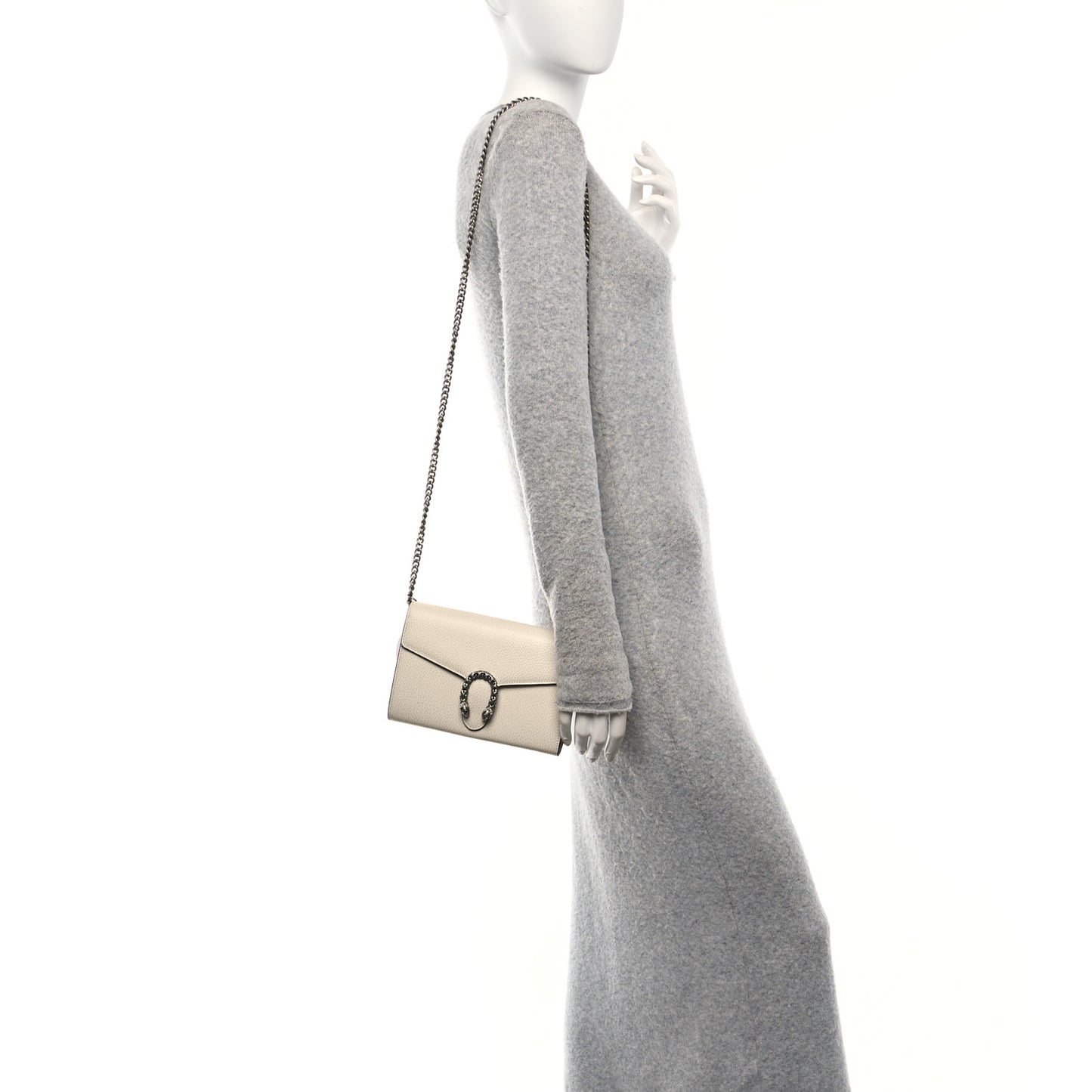 Dollar Calfskin Mini Dionysus Chain Wallet Mystic White