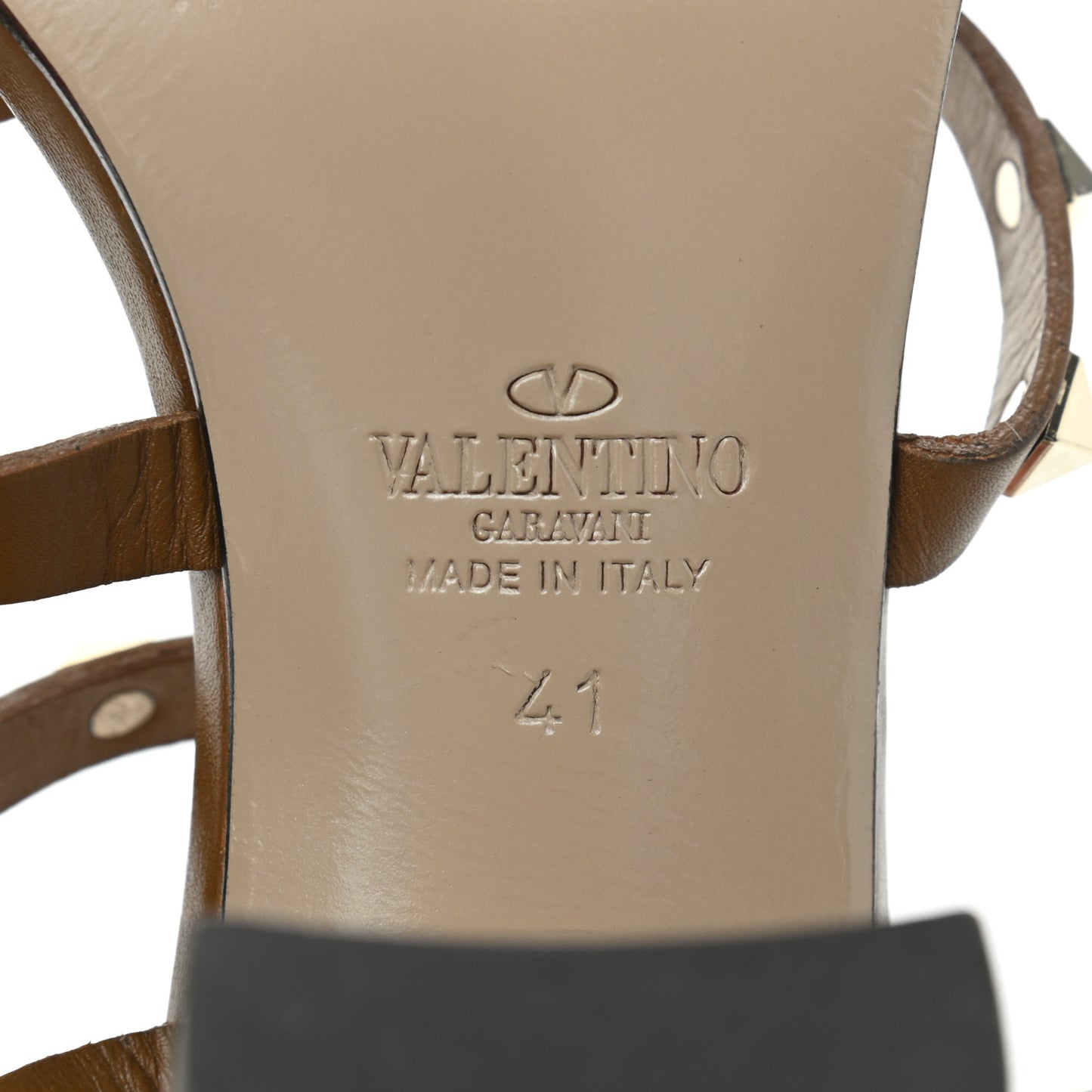 Calfskin Rockstud 90mm City Sandals 41 Light Cuir
