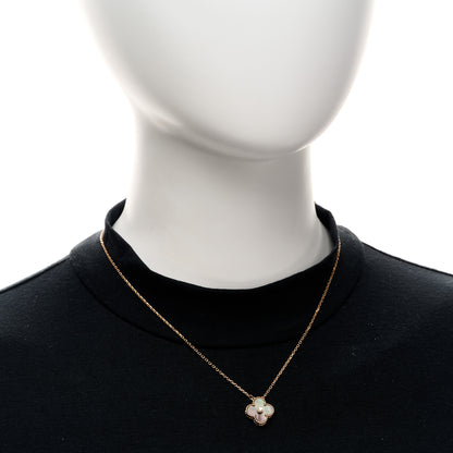 Van Cleef & Arpels 18K Rose Gold Diamond Grey Mother of Pearl Vintage Alhambra Pendant Necklace 2 of 4