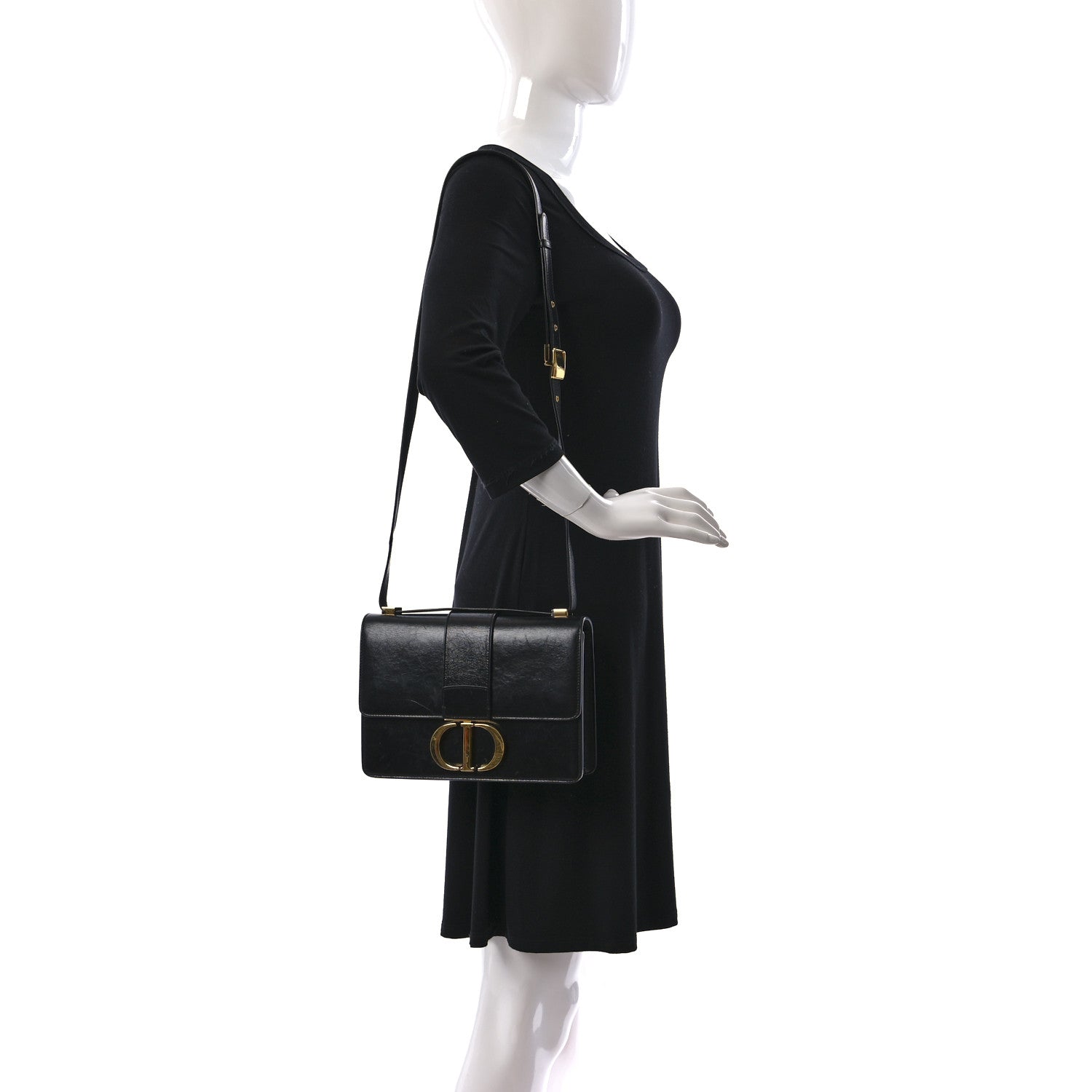 Christian Dior Crinkled Lambskin 30 Montaigne Flap Bag Black 2 of 9