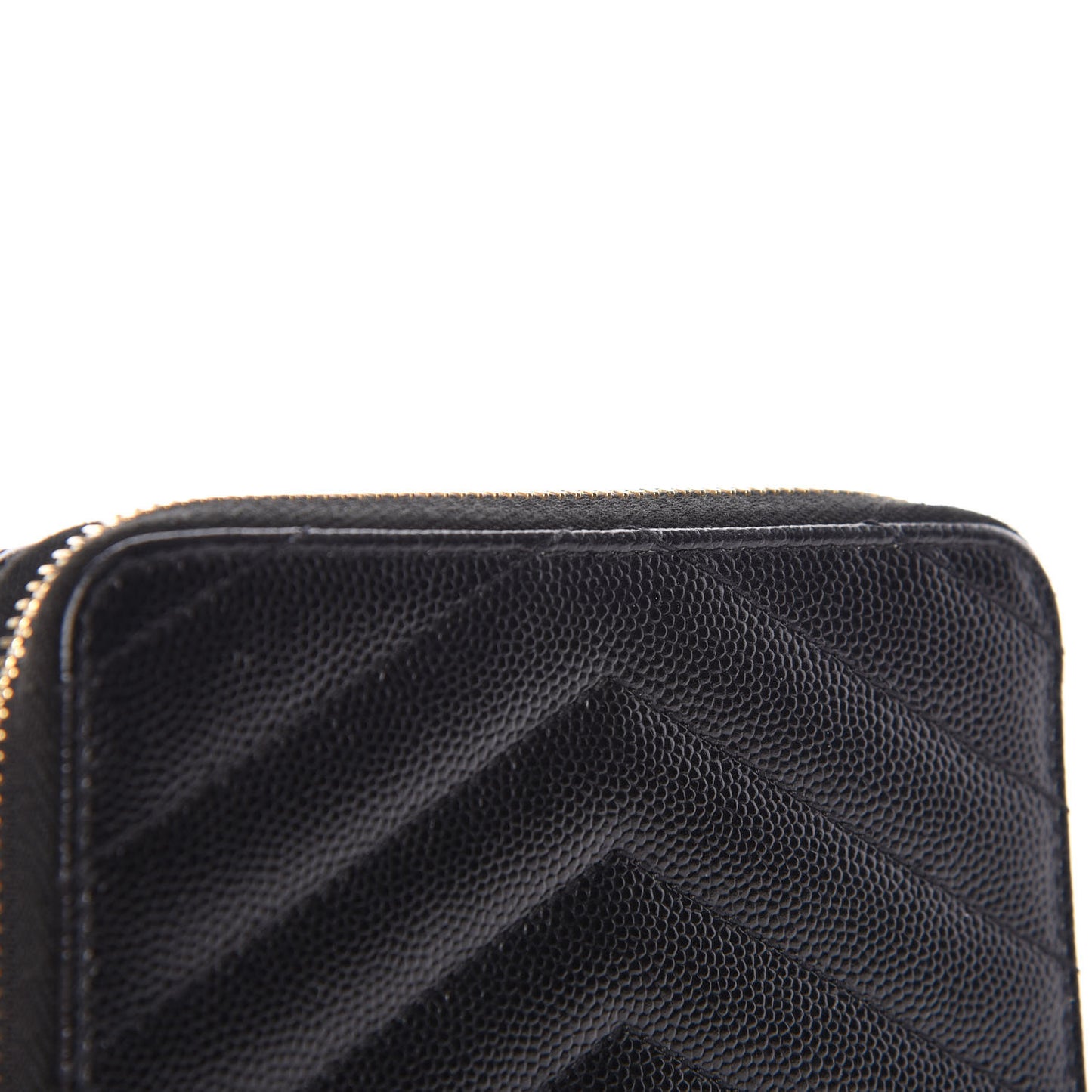 Grain De Poudre Matelasse Chevron Monogram Compact Zip Around Wallet Black