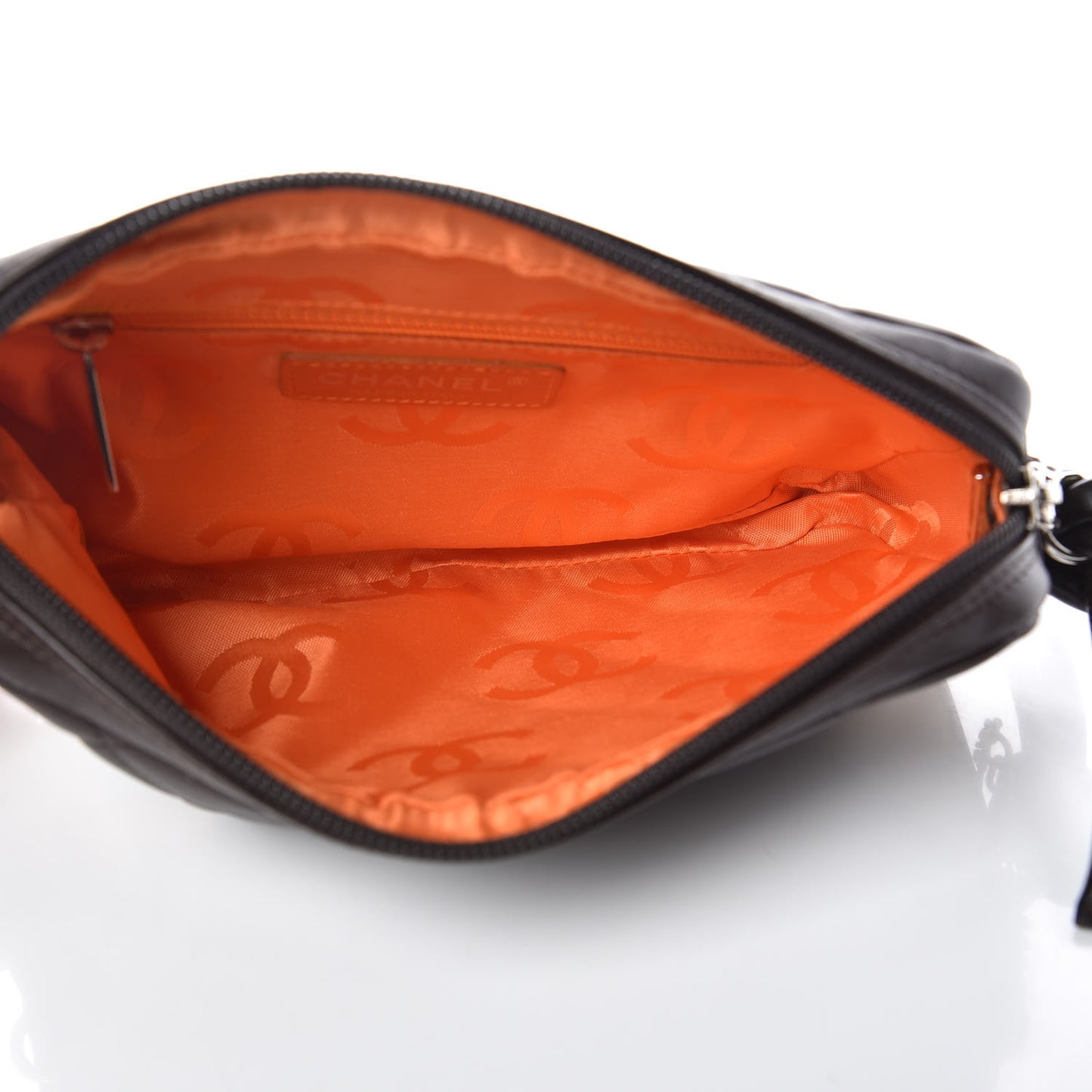 Calfskin Quilted Cambon Pochette Brown Beige