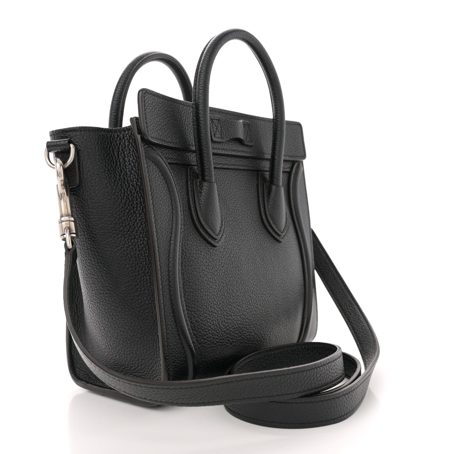 Celine Drummed Calfskin Nano Luggage Black 2 of 10