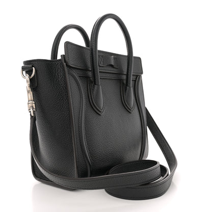 Celine Drummed Calfskin Nano Luggage Black 2 of 10