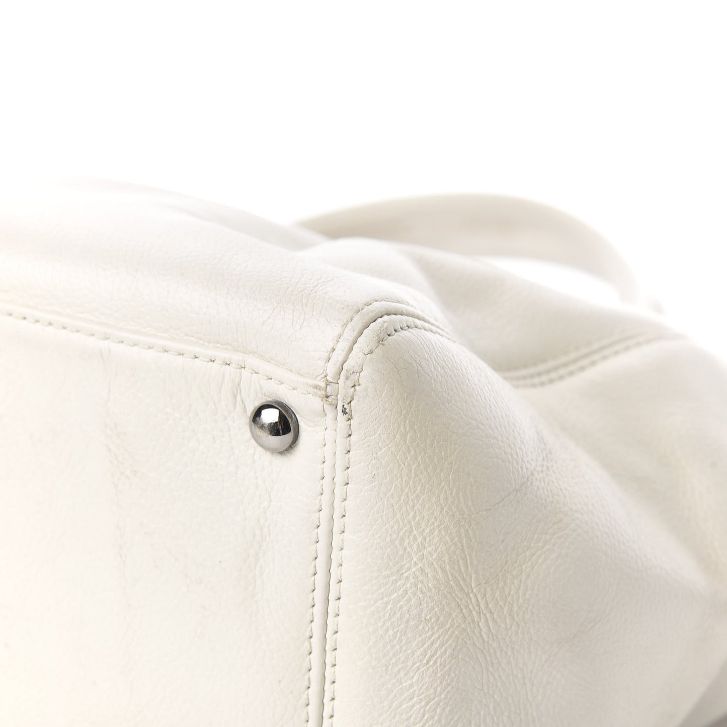 Calfskin Mademoiselle Lock Cerf Shopper Tote White