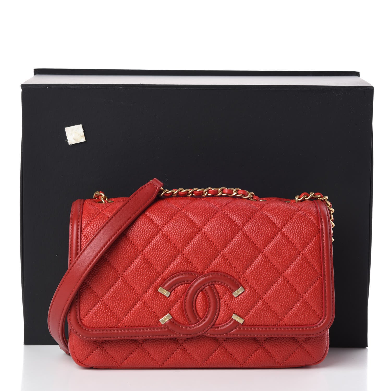 Chanel Caviar Quilted Small CC Filigree Flap Red 10 of 10