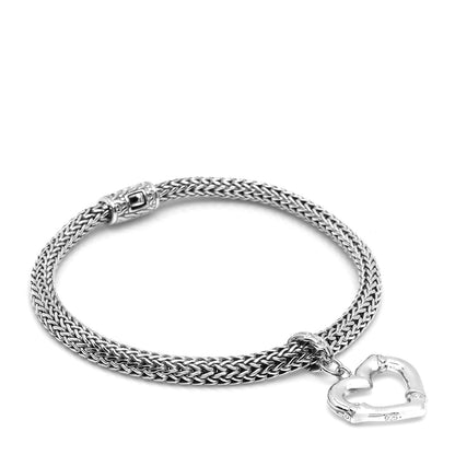 John Hardy Sterling Silver Bamboo Heart Charm Bracelet 1 of 4