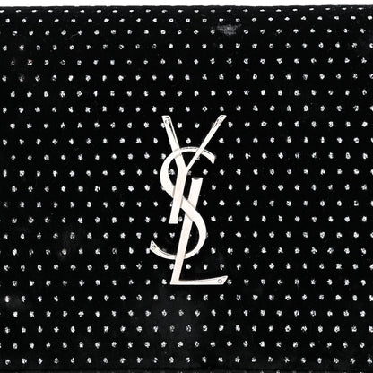 Saint Laurent Velvet Crystal Monogram Chain Wallet Black 7 of 14