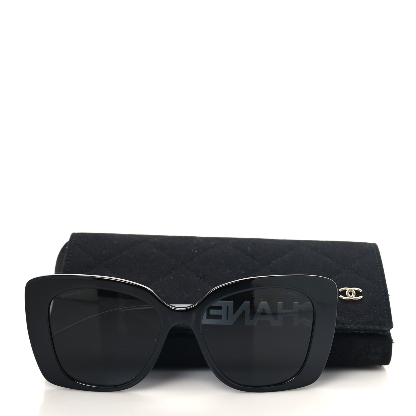 Acetate Strass Square Sunglasses 5422-B Black White