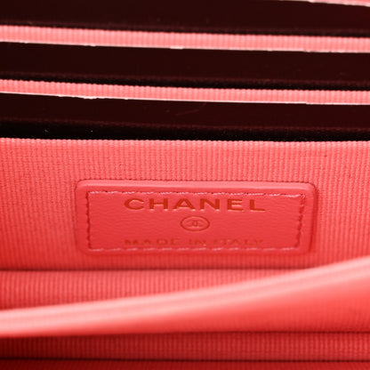 Chanel Lambskin Enamel Quilted Pending CC Clutch With Chain Pink 6 of 11