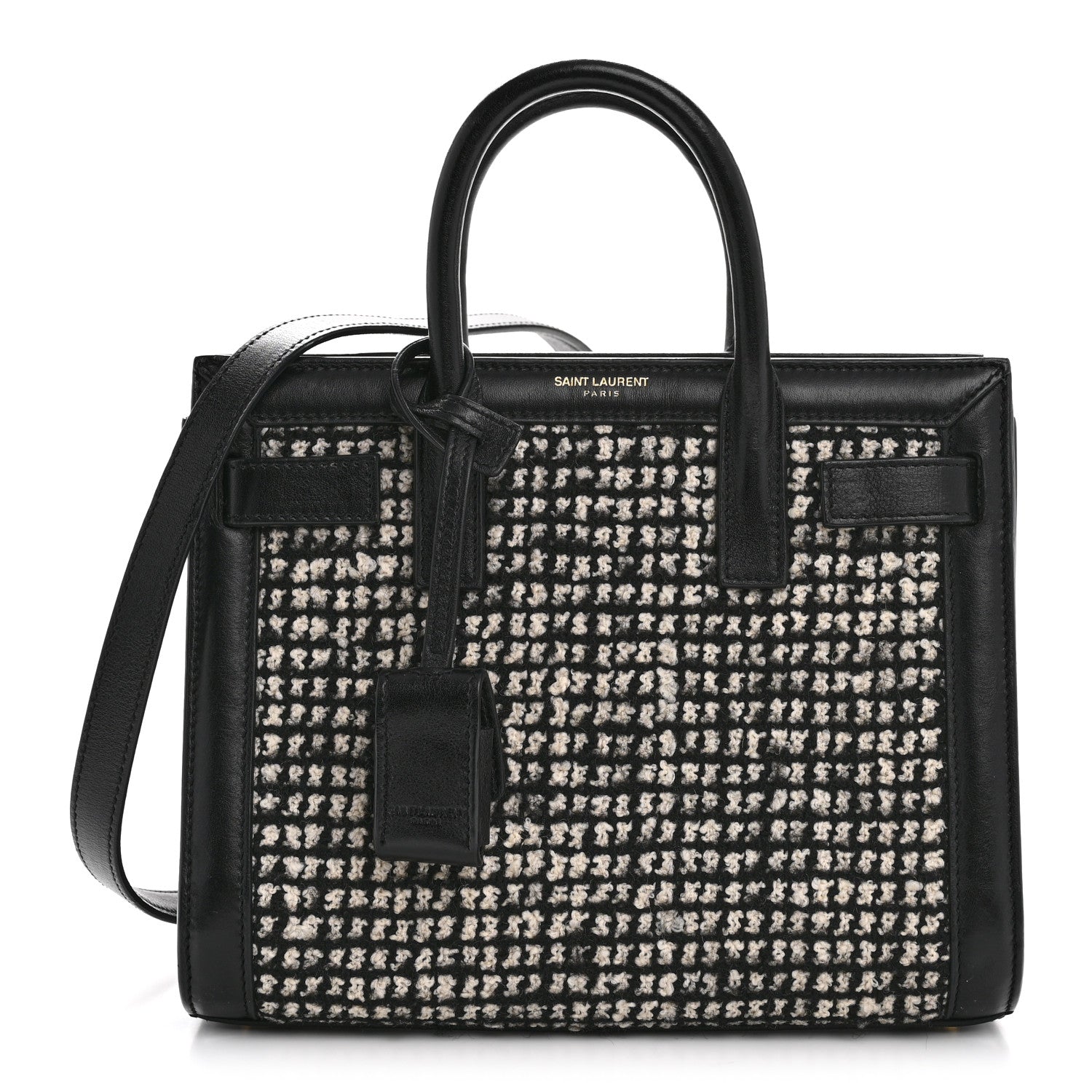 Saint Laurent Tweed Houndstooth Nano Sac De Jour Black 1 of 14