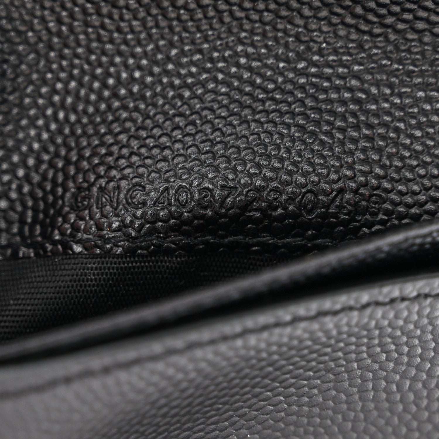 Saint Laurent Grain De Poudre Matelasse Chevron Monogram Compact Zip Around Wallet Black 8 of 11