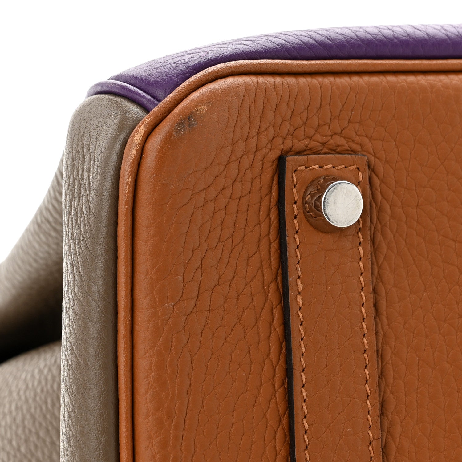 Hermes Taurillon Clemence Arlequin Birkin 35 Ultraviolet Etain Bleu Lin Bleu Orage Gold 13 of 19