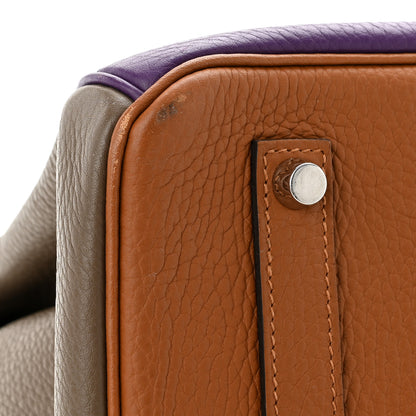 Hermes Taurillon Clemence Arlequin Birkin 35 Ultraviolet Etain Bleu Lin Bleu Orage Gold 13 of 19