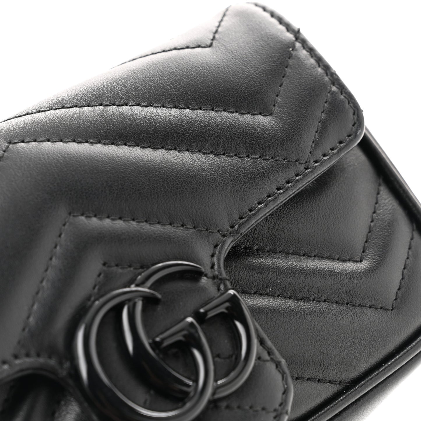 Calfskin Matelasse Monochrome GG Marmont Chain Belt Bag Black